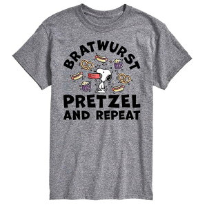 �A�j���L�����N�^�[ ���f�B�[�X �g�b�v�X T�V���c �g�[�� �O���t�B�b�N Licensed Character Big & Tall Peanuts Bratwurst Pretzel And Repeat Graphic Tee Gray �O���[