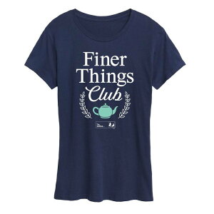 �A�j���L�����N�^�[ ���f�B�[�X �g�b�v�X T�V���c �O���t�B�b�N Licensed Character Women's The Office Finer Things Club Graphic Tee Navy �l�C�r�[