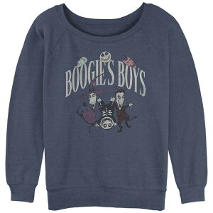 �f�B�Y�j�[ ���f�B�[�X �g�b�v�X T�V���c �p�C�� �O���t�B�b�N Disney's The Nightmare Before Christmas Boogie's Boys Juniors' Graphic Slouchy Terry Blue Heather �w�U�[