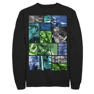 �A�j���L�����N�^�[ ���f�B�[�X �g�b�v�X T�V���c �X�E�F�b�g Licensed Character Men'star Wars: Clone Wars Group Shot Panelsweatshirt Black �u���b�N