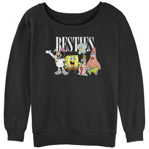 �j�R���f�I�� ���f�B�[�X �g�b�v�X T�V���c �p���c �p�C�� �O���t�B�b�N Nickelodeon Juniors' SpongeBob SquarePants Besties Group Slouchy Terry Graphic Pullover Black �u���b�N