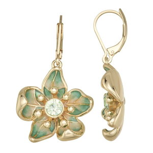 �l�[�s�A ���f�B�[�X �A�N�Z�T���[ �s�A�X�E�C�������O Napier Gold Tone Simulated Crystal Green Flower Drop Earrings Green �O���[��