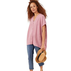 Ellos ���f�B�[�X �g�b�v�X T�V���c �v���X�T�C�Y ���l�� ellos Plusize Oversized Linen-Blend Tunic Dusty Pink �s���N