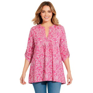 �E�[�}�� �E�B�Y�C�� ���f�B�[�X �g�b�v�X T�V���c �v���X�T�C�Y Woman Within Plusize 7-Day Layered-Look Tunic Raspberry Etch Floral