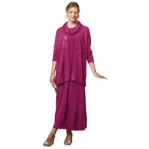�W�F�V�J�����h�� ���f�B�[�X �g�b�v�X �����s�[�X �v���X�T�C�Y �Z�[�^�[ Jessica London Women's Plusize 2-Piece Sweater Dress Raspberry