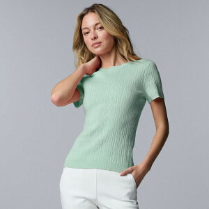 ���F���E�H�� ���f�B�[�X �A�E�^�[ �j�b�g�E�Z�[�^�[ �N���[�l�b�N T�V���c Women'simply Vera Wang Crewneck Sweater Tee Dreamy Sage �Z�[�W