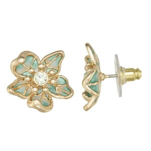 �l�[�s�A ���f�B�[�X �A�N�Z�T���[ �s�A�X�E�C�������O Napier Gold Tone Simulated Crystal Green Flower Stud Earrings Green �O���[��