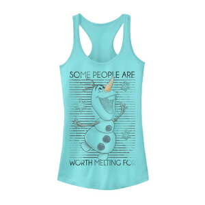 �A�j���L�����N�^�[ ���f�B�[�X �g�b�v�X T�V���c Licensed Character Juniors Frozen Olaf Worth Melting For Tank Top Cancun