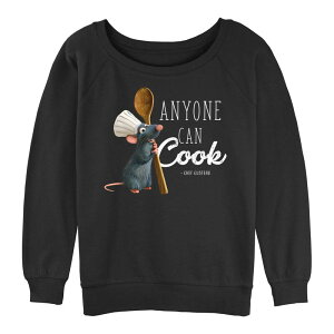 �A�j���L�����N�^�[ ���f�B�[�X �g�b�v�X T�V���c �p�C�� �O���t�B�b�N Licensed Character Juniors' Ratatouille Anyone Can Cook Quote Graphic Slouchy Terry Black �u���b�N
