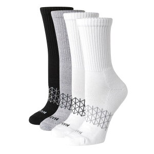 �w�C���Y ���f�B�[�X �A���_�[�E�F�A �C�� Women's Hanes 4 Pairs Ultimate Absolute Active Crew Socks - HWUAC4 Gray Multi �O���[