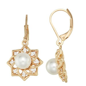 �l�[�s�A ���f�B�[�X �A�N�Z�T���[ �s�A�X�E�C�������O Napier Gold Tone Simulated Pearl Flower Drop Earrings Gold Tone �S�[���h