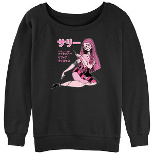 �A�j���L�����N�^�[ ���f�B�[�X �g�b�v�X T�V���c �p�C�� �O���t�B�b�N Licensed Character Juniors' The Nightmare Before Christmasally's Poster Graphic Slouchy Terry Black �u���b�N