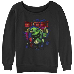 �f�B�Y�j�[ ���f�B�[�X �g�b�v�X T�V���c �p�C�� �O���t�B�b�N Disney's The Nightmare Before Christmas Oogie Boogie Roll The Dice Juniors' Graphic Slouchy Terry Black �u���b�N