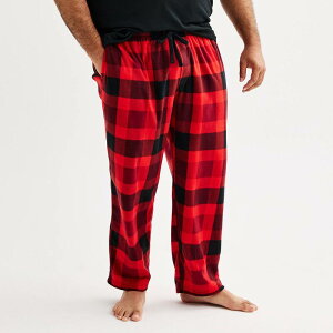 �\�m�} ���f�B�[�X �A���_�[�E�F�A �i�C�g�E�F�A �p���c �g�[�� �t���[�X Big & Tall Sonoma Goods For Life Microfleece Pajama Pants Uneven Check Red Black �u���b�N