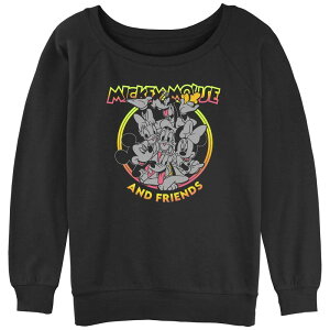 �f�B�Y�j�[ ���f�B�[�X �g�b�v�X T�V���c �p�C�� �O���t�B�b�N Disney's Mickey Mouse Bright Pals Juniors' Graphic Slouchy Terry Black �u���b�N