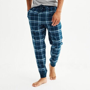 �\�m�} ���f�B�[�X �A���_�[�E�F�A �i�C�g�E�F�A �p���c Men'sonoma Goods For Life Banded Bottom Flannel Pajama Pants Blue Plaid �u���[