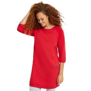 Ellos ���f�B�[�X �g�b�v�X T�V���c �v���X�T�C�Y �p�C�� ellos Women's Plusize French Terry Zipocketunic Radiant Red ���b�h