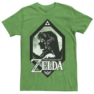 �A�j���L�����N�^�[ ���f�B�[�X �g�b�v�X T�V���c Licensed Character Men's Nintendo Zelda Link Side Profile Diamond Tee Kelly Heather �w�U�[