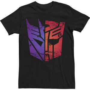 �A�j���L�����N�^�[ ���f�B�[�X �g�b�v�X T�V���c �g�[�� ���S Licensed Character Big & Tall Transformers Decepticon Autobot Split Logo Tee Black �u���b�N