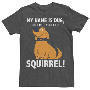�f�B�Y�j�[ �s�N�T�[ ���f�B�[�X �g�b�v�X T�V���c Disney / Pixar's Up Dug Men's Just Met and SQUIRREL! Tee Charcoal Heather �`���R�[��