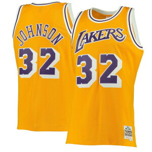 �~�b�`�F��&�l�X ���f�B�[�X �g�b�v�X T�V���c �W���[�W�[ Men's Mitchell & Ness Magic Johnson Gold Los Angeles Lakers Hardwood Classicswingman Jersey Lak Gold �S�[���h