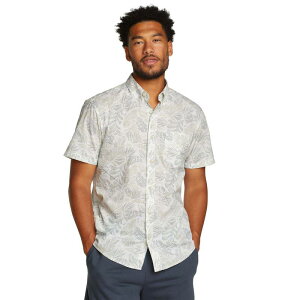 �G�f�B�[ �o�E�A�[ ���f�B�[�X �g�b�v�X T�V���c �v�����g �_�E�� Men's Eddie Bauer Baja Print Short Sleeve Button-Down Shirt Lt Gray �O���[