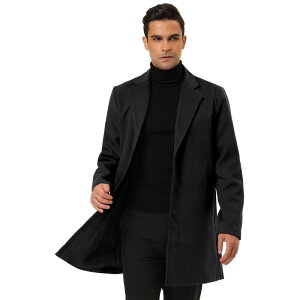 Lars Amadeus ���f�B�[�X �A�E�^�[ �W���P�b�g�E�u���]�� �X�����t�B�b�g �R�[�g Lars Amadeus Men'slim Fit Notched Lapel Single Breasted Mid Length Overcoat Black �u���b�N