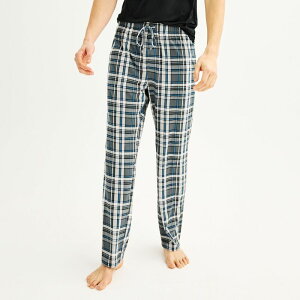 �\�m�} ���f�B�[�X �A���_�[�E�F�A �i�C�g�E�F�A �p���c Men'sonoma Goods For Life Supersoft Drawstring Pajama Pants Gray Blue Plaid �O���[