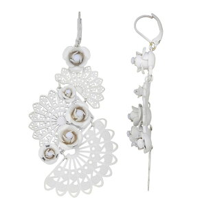 ���F���E�H�� ���f�B�[�X �A�N�Z�T���[ �s�A�X�E�C�������O Simply Vera Wang Red Tone Leverback Flower Filigree Chandelier Earrings White �z���C�g