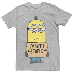 �A�j���L�����N�^�[ ���f�B�[�X �g�b�v�X T�V���c �~�j Licensed Character Men's Minion I'm With Stupid Tee Athletic Heather �w�U�[
