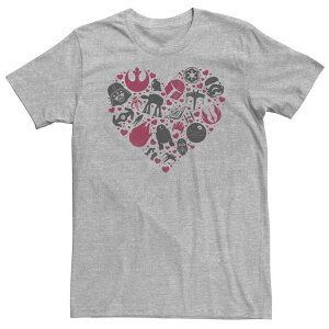 �A�j���L�����N�^�[ ���f�B�[�X �g�b�v�X T�V���c �g�[�� Licensed Character Big & Tall Star Wars Group Shot Iconic Heart Fill Valentine's Day Tee Athletic Heather �w�U�[