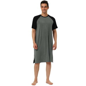 Lars Amadeus ���f�B�[�X �A���_�[�E�F�A �i�C�g�E�F�A �V���c Lars Amadeus Men's Nightshirt Nightwear Comfy Lounge Soft Pajamas Loose Sleep Shirt Nightgown Dark Gray Black �u���b�N