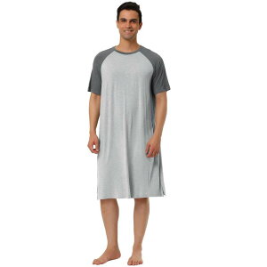 Lars Amadeus ���f�B�[�X �A���_�[�E�F�A �i�C�g�E�F�A �V���c Lars Amadeus Men's Nightshirt Nightwear Comfy Lounge Soft Pajamas Loose Sleep Shirt Nightgown Gray �O���[