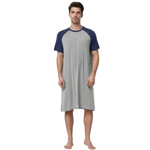 Lars Amadeus ���f�B�[�X �A���_�[�E�F�A �i�C�g�E�F�A �V���c Lars Amadeus Men's Nightshirt Nightwear Comfy Lounge Soft Pajamas Loose Sleep Shirt Nightgown Light Gray �O���[