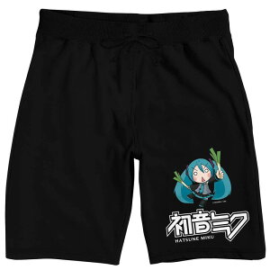�A�j���L�����N�^�[ ���f�B�[�X �A���_�[�E�F�A �i�C�g�E�F�A �V���[�g�p���c Licensed Character Men's Hatsune Miku Chibi Pajama Shorts Black �u���b�N
