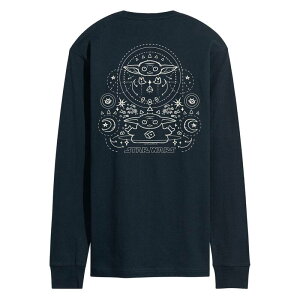 �X�^�[ �E�H�[�Y ���f�B�[�X �g�b�v�X T�V���c �O���t�B�b�N Men'star Wars The Mandalorian Grogu Celestialong Sleeve Graphic Tee Navy �l�C�r�[
