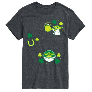 �X�^�[ �E�H�[�Y ���f�B�[�X �g�b�v�X T�V���c �g�[�� �O���t�B�b�N Big & Tall Star Wars The Mandalorian Grogu St. Patrick's Day Icons Graphic Tee Heather Charcoal �`���R�[��