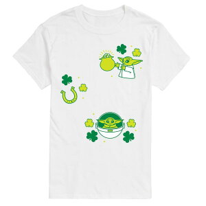 �X�^�[ �E�H�[�Y ���f�B�[�X �g�b�v�X T�V���c �g�[�� �O���t�B�b�N Big & Tall Star Wars The Mandalorian Grogu St. Patrick's Day Icons Graphic Tee White �z���C�g