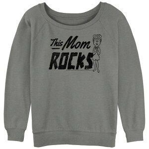 �A�j���L�����N�^�[ ���f�B�[�X �g�b�v�X T�V���c �p�C�� Licensed Character Juniors' The Flintstones Wilma This Mom Rocks Outline Slouchy Terry Gray Heather �O���[
