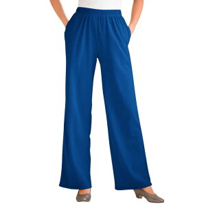 �E�[�}�� �E�B�Y�C�� ���f�B�[�X �{�g���X �J�W���A���p���c �v���X�T�C�Y �j�b�g Woman Within Plusize 7-Day Knit Wide-Leg Pull-On Pants Deep Cobalt �R�o���g