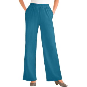 �E�[�}�� �E�B�Y�C�� ���f�B�[�X �{�g���X �J�W���A���p���c �v���X�T�C�Y �j�b�g Woman Within Plusize 7-Day Knit Wide-Leg Pull-On Pants Deep Teal �e�B�[��