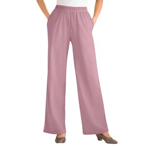�E�[�}�� �E�B�Y�C�� ���f�B�[�X �{�g���X �J�W���A���p���c �v���X�T�C�Y �j�b�g Woman Within Plusize 7-Day Knit Wide-Leg Pull-On Pants Dusty Pink �s���N
