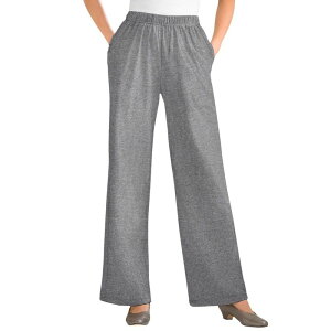 �E�[�}�� �E�B�Y�C�� ���f�B�[�X �{�g���X �J�W���A���p���c �v���X�T�C�Y �j�b�g Woman Within Plusize 7-Day Knit Wide-Leg Pull-On Pants Medium Heather Grey �O���[
