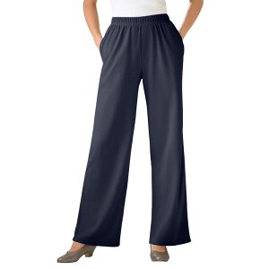 �E�[�}�� �E�B�Y�C�� ���f�B�[�X �{�g���X �J�W���A���p���c �v���X�T�C�Y �j�b�g Woman Within Plusize 7-Day Knit Wide-Leg Pull-On Pants Navy �l�C�r�[