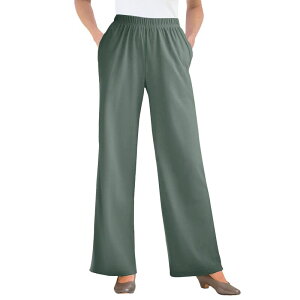 �E�[�}�� �E�B�Y�C�� ���f�B�[�X �{�g���X �J�W���A���p���c �v���X�T�C�Y �j�b�g Woman Within Plusize 7-Day Knit Wide-Leg Pull-On Pants Pine