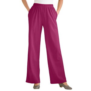 �E�[�}�� �E�B�Y�C�� ���f�B�[�X �{�g���X �J�W���A���p���c �v���X�T�C�Y �j�b�g Woman Within Plusize 7-Day Knit Wide-Leg Pull-On Pants Raspberry