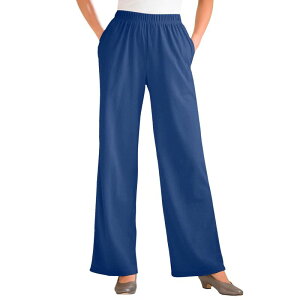 �E�[�}�� �E�B�Y�C�� ���f�B�[�X �{�g���X �J�W���A���p���c �v���X�T�C�Y �j�b�g Woman Within Plusize 7-Day Knit Wide-Leg Pull-On Pants Royal Navy �l�C�r�[