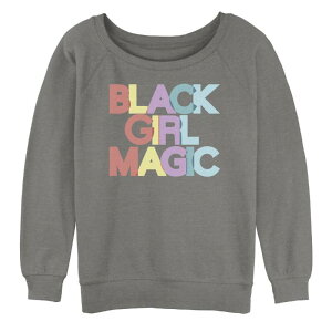 �A�j���L�����N�^�[ ���f�B�[�X �g�b�v�X T�V���c �p�C�� �X�E�F�b�g Licensed Character Juniors' Black Girl Magic Slouchy Terry Sweatshirt Gray Heather �O���[