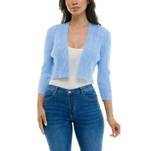 �j�i���I�i���h ���f�B�[�X �A�E�^�[ �j�b�g�E�Z�[�^�[ ���u Women's Nina Leonard Three-Quarter Sleeve Ribbedge Bolero Light Blue �u���[