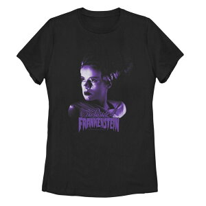 �A�j���L�����N�^�[ ���f�B�[�X �g�b�v�X T�V���c Licensed Character Juniors' Universal Monsters The Bride Ofrankenstein Purple Hue Portraitee Black �u���b�N